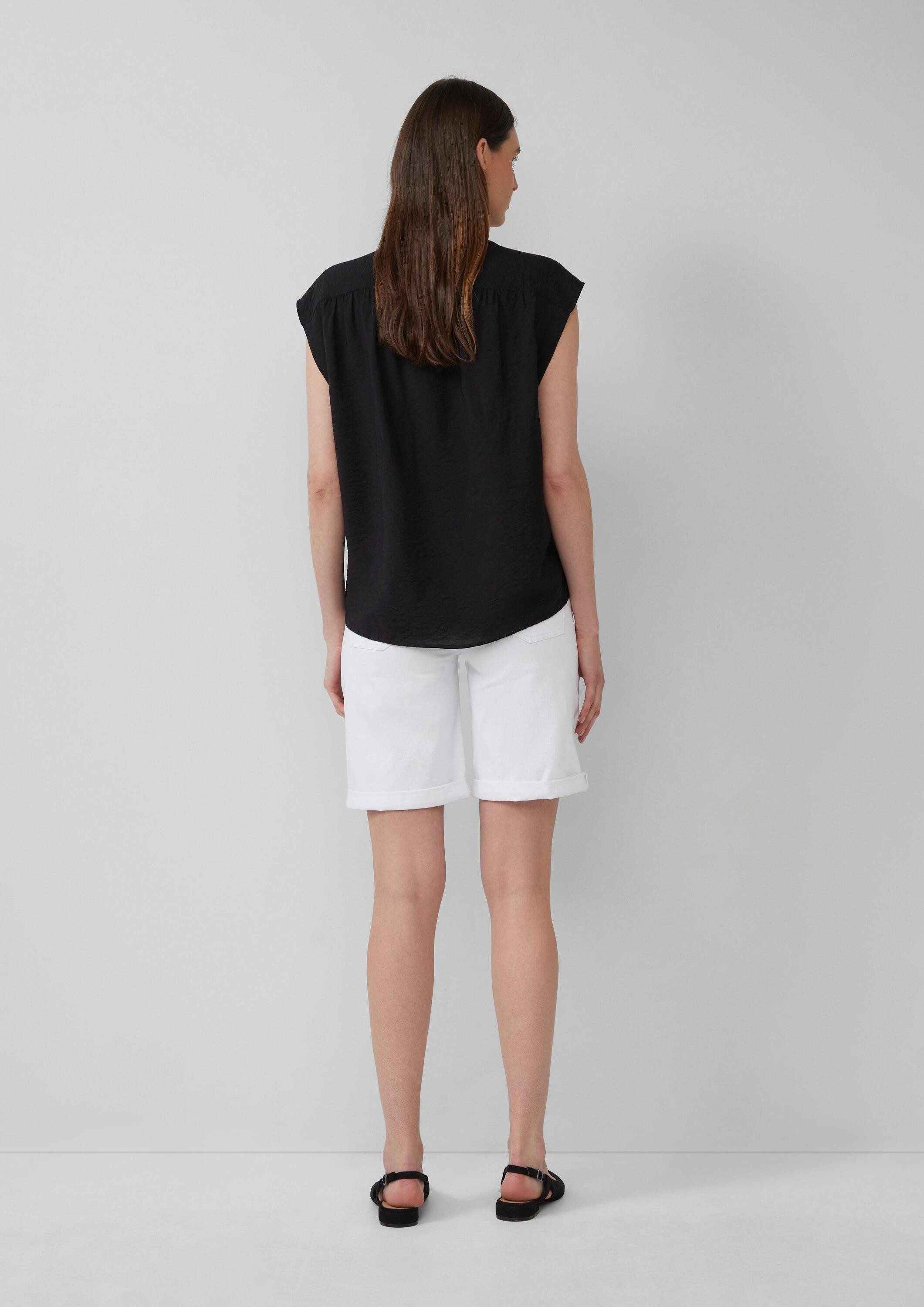 s.Oliver Blusentop Bluse Weites Blusentop mit Raffung und Spitzen-Detail