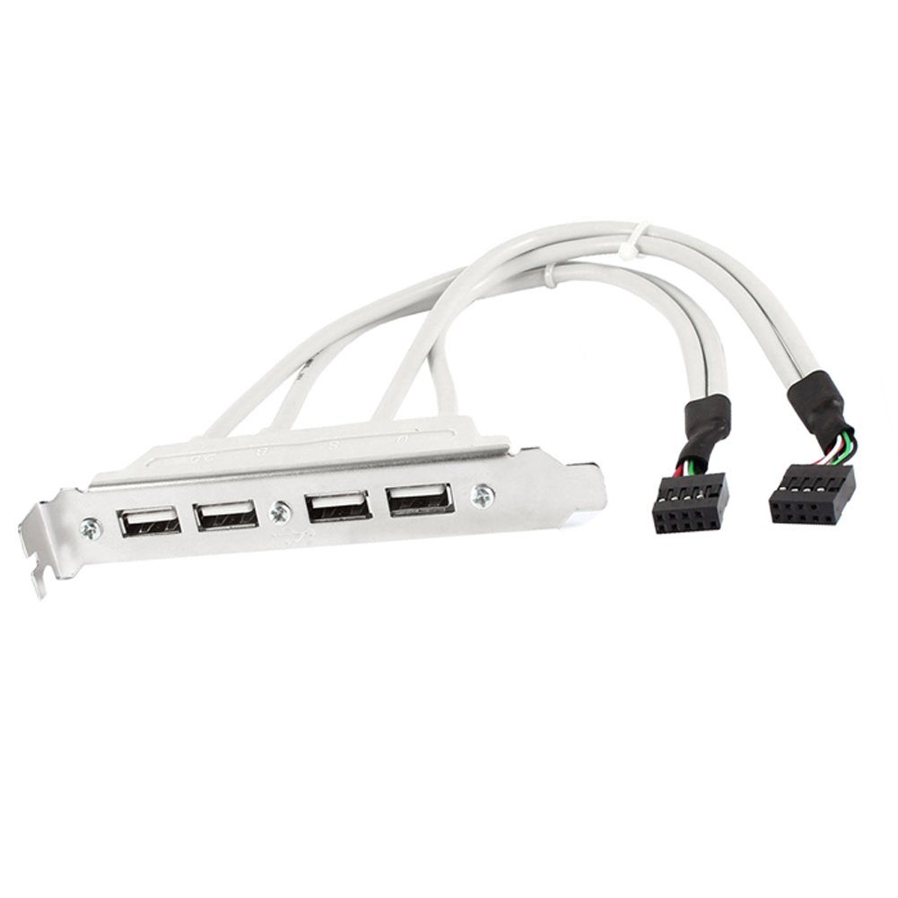 Bolwins P89 USB 9Pin zu Slotblech 4x USB 2.0 Hub Adapter für PC Mainboard Computer-Adapter USB 2.0 9-Pin Pfostenstecker (Mainboard) zu 4× USB 2.0 Typ-A Buchse, 30 cm, Slotblech-Montage, interne Mainboard-Anbindung