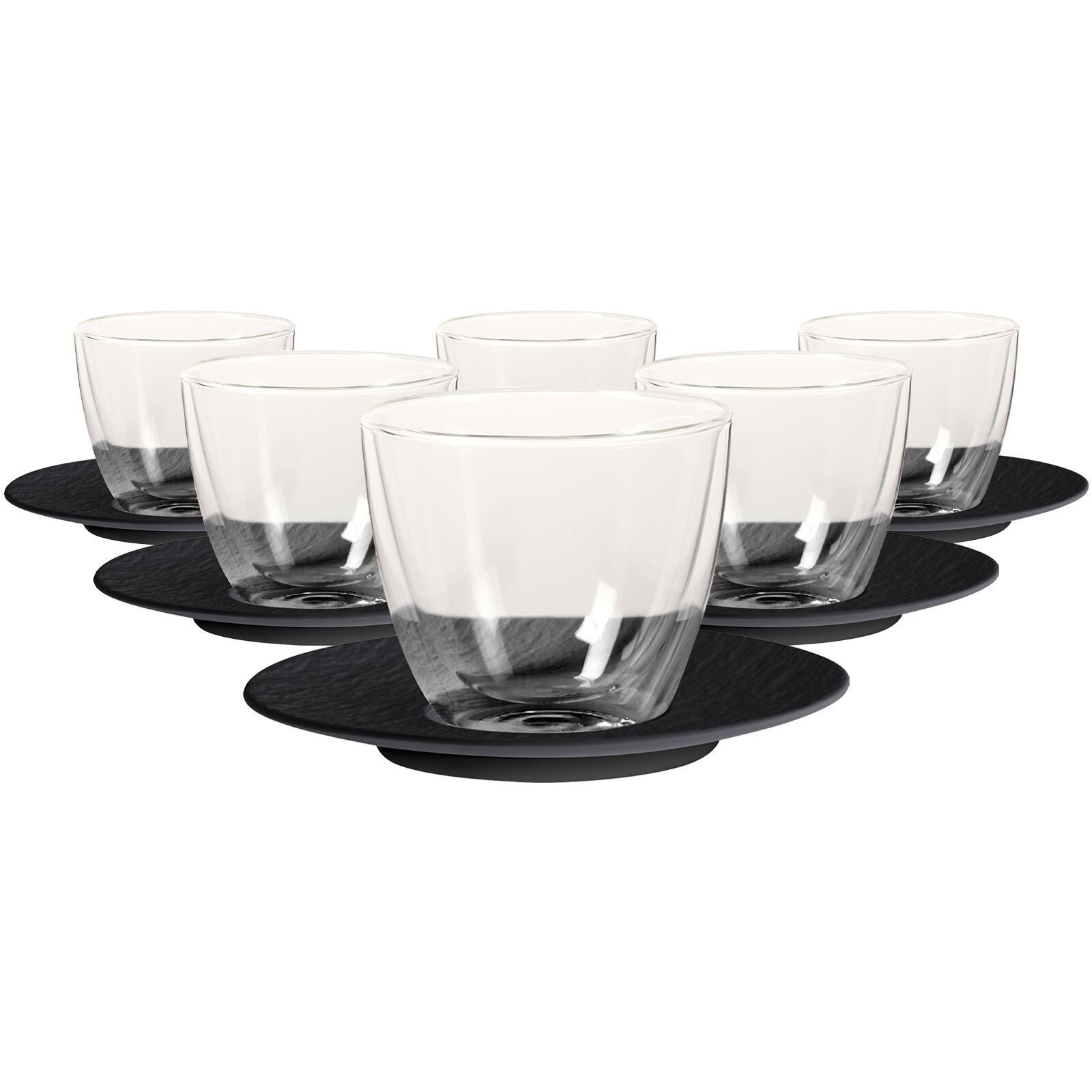 Villeroy & Boch Latte-Macchiato-Glas Manufacture Rock Café au Lait-Set 250 ml 6er Set, Material-Mix
