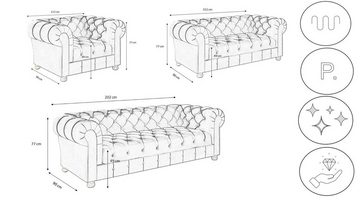 Kaiser Möbel Chesterfield-Sofa 3+2+1 Sofagarnitur, elegant, klassisch, in elegantem Whisper Stoff, Made in Europa