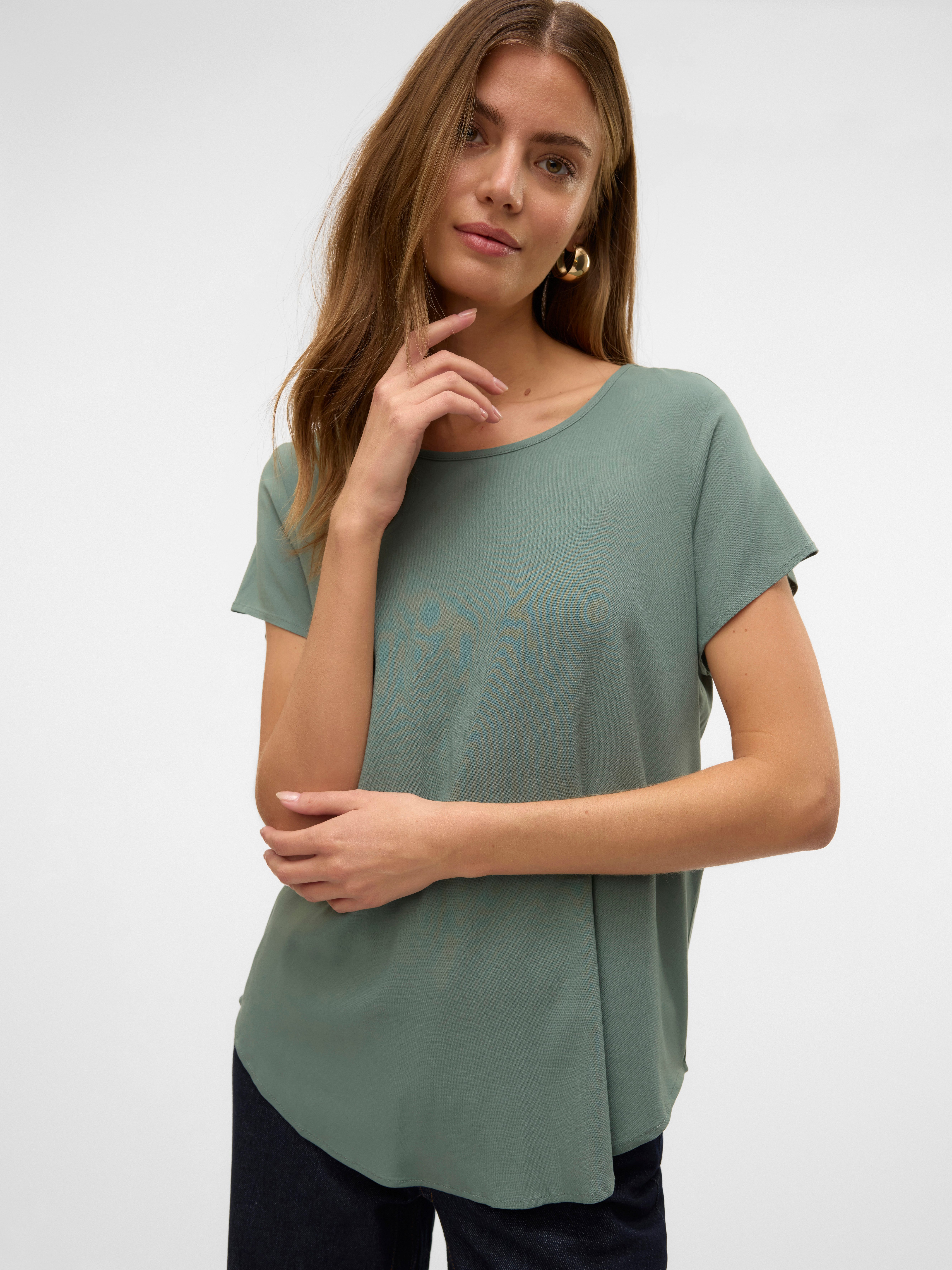 Vero Moda Blusenshirt VMBELLA SS TOP WVN GA NOOS Viskosemischung, abgerunde günstig online kaufen