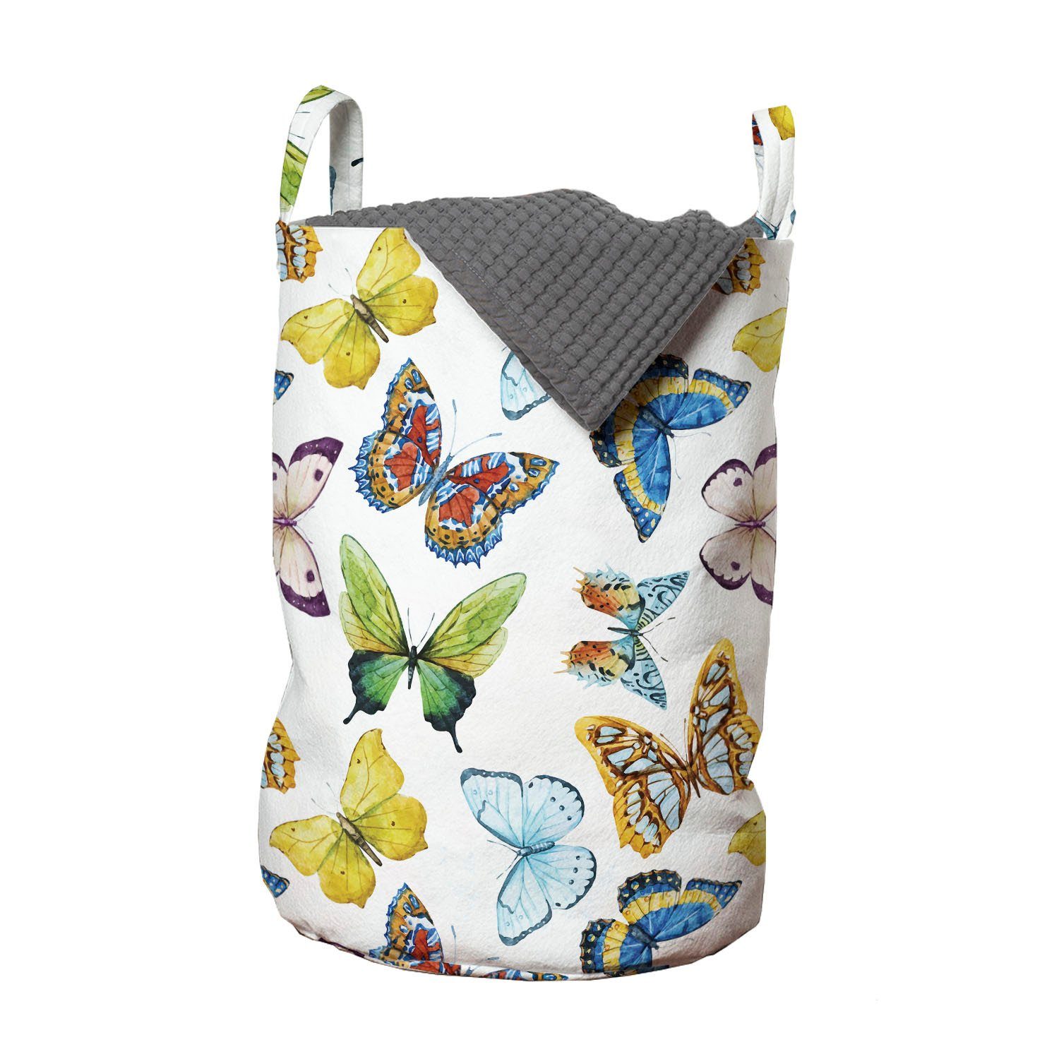 Wäschesäckchen Aquarell mit für Ethnische Wäschekorb Schmetterling Griffen Waschsalons, Kordelzugverschluss Abakuhaus