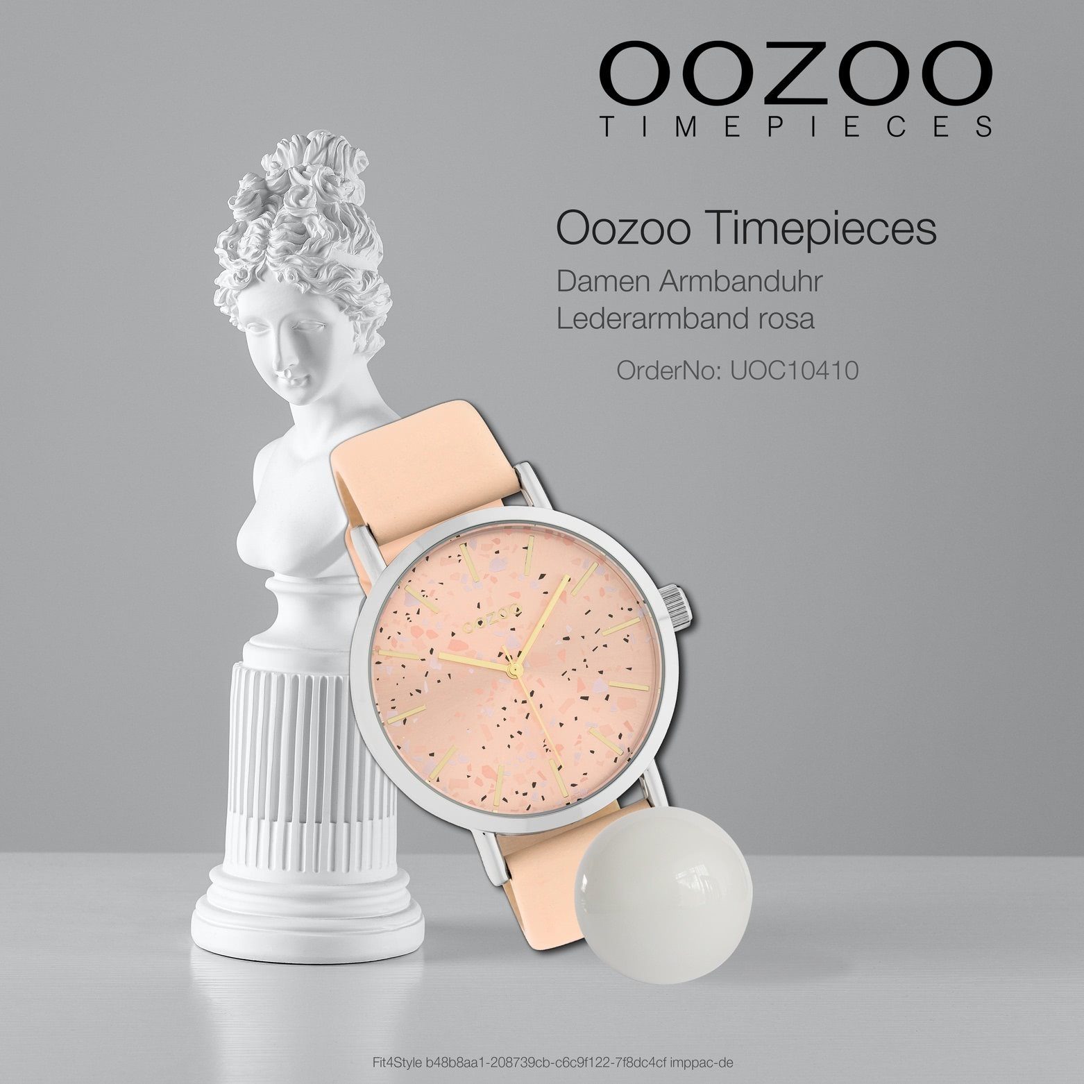 rosa, rund, C10410, rosa Fashion Damenuhr Armbanduhr Oozoo Quarzuhr Lederarmband (ca. 42mm), OOZOO Analog groß Damen