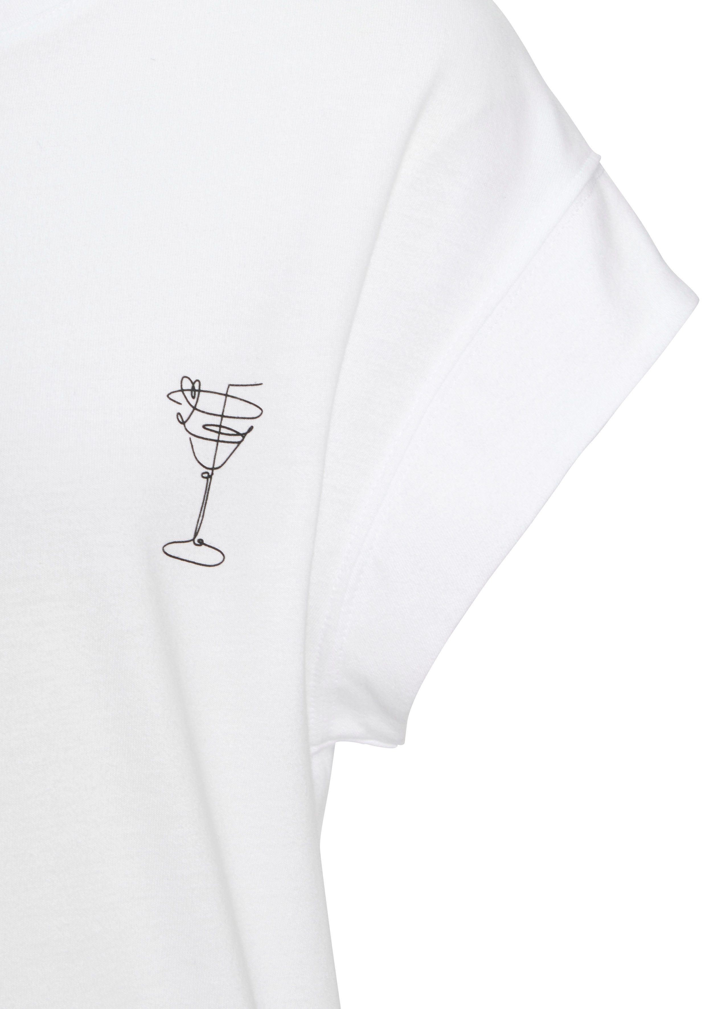 LASCANA Kurzarmshirt mit dezentem Frontdruck, T-Shirt aus Baumwolle, Printshirt, Basic – Bild 5 von 5