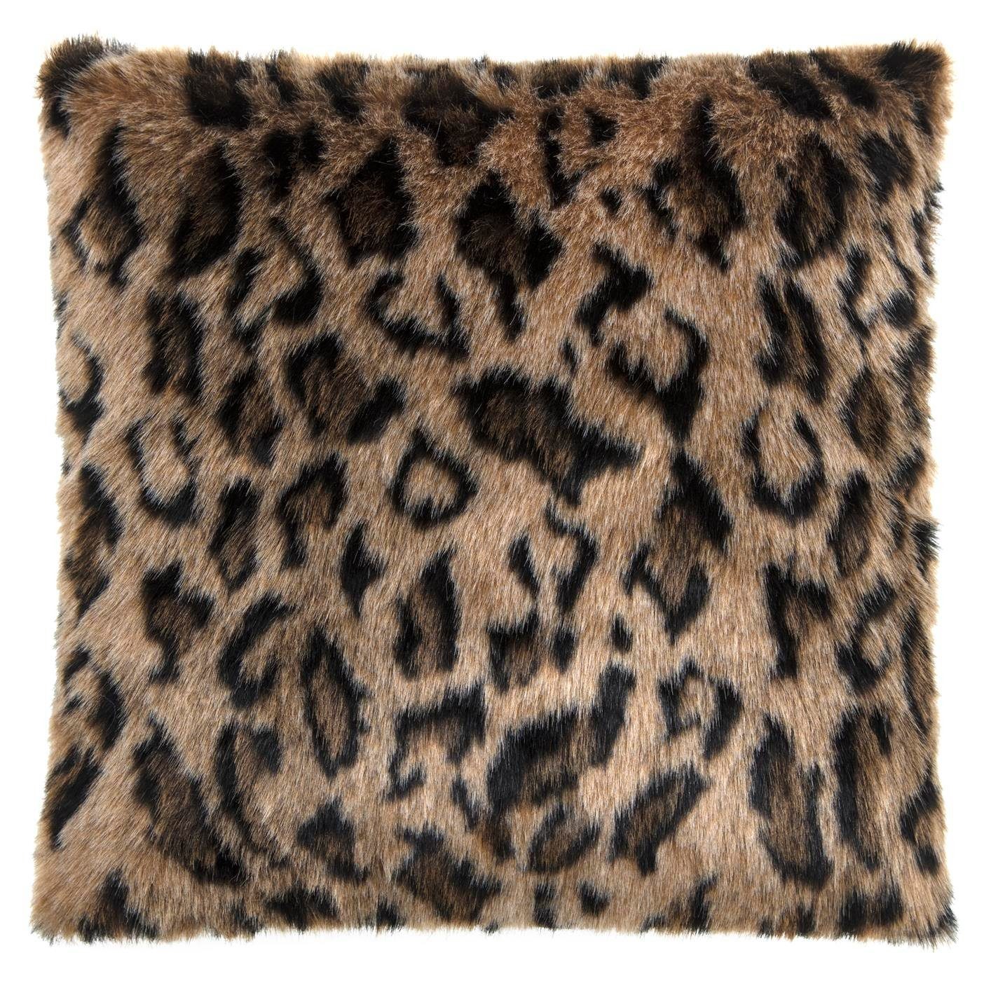 Kissenhülle Pelzimitat Skins 40x40cm weich kuschelig Schneeluchs Leopard Nerz, Magma Heimtex Braun Beige
