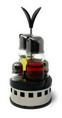 DanDiBo Menage-Set Menage Essig und Öl Spender Glas Salz Pfeffer Set Edelstahl