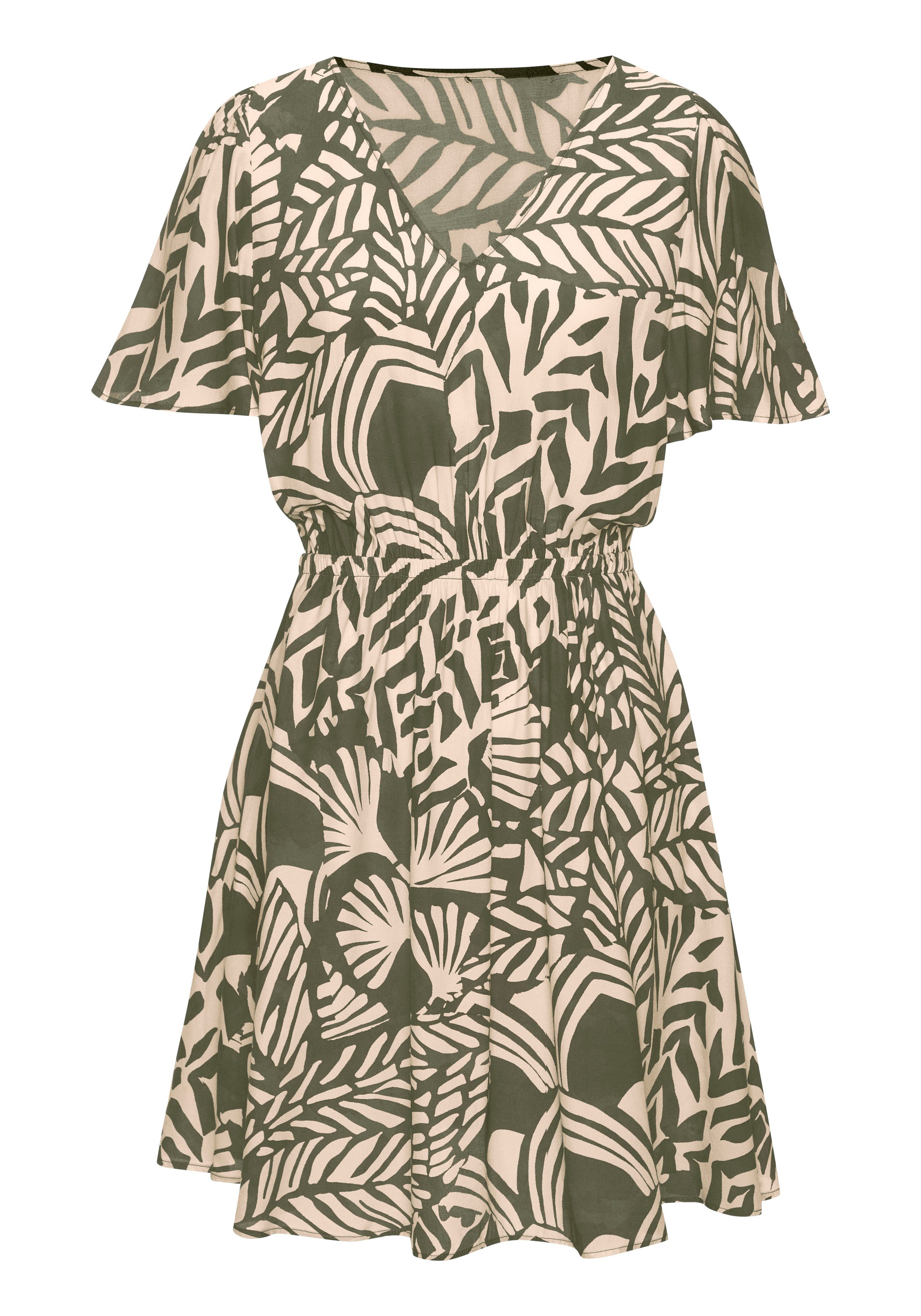 LASCANA Sommerkleid mit Alloverprint, Flügelärmel, Sommerkleid, günstig online kaufen