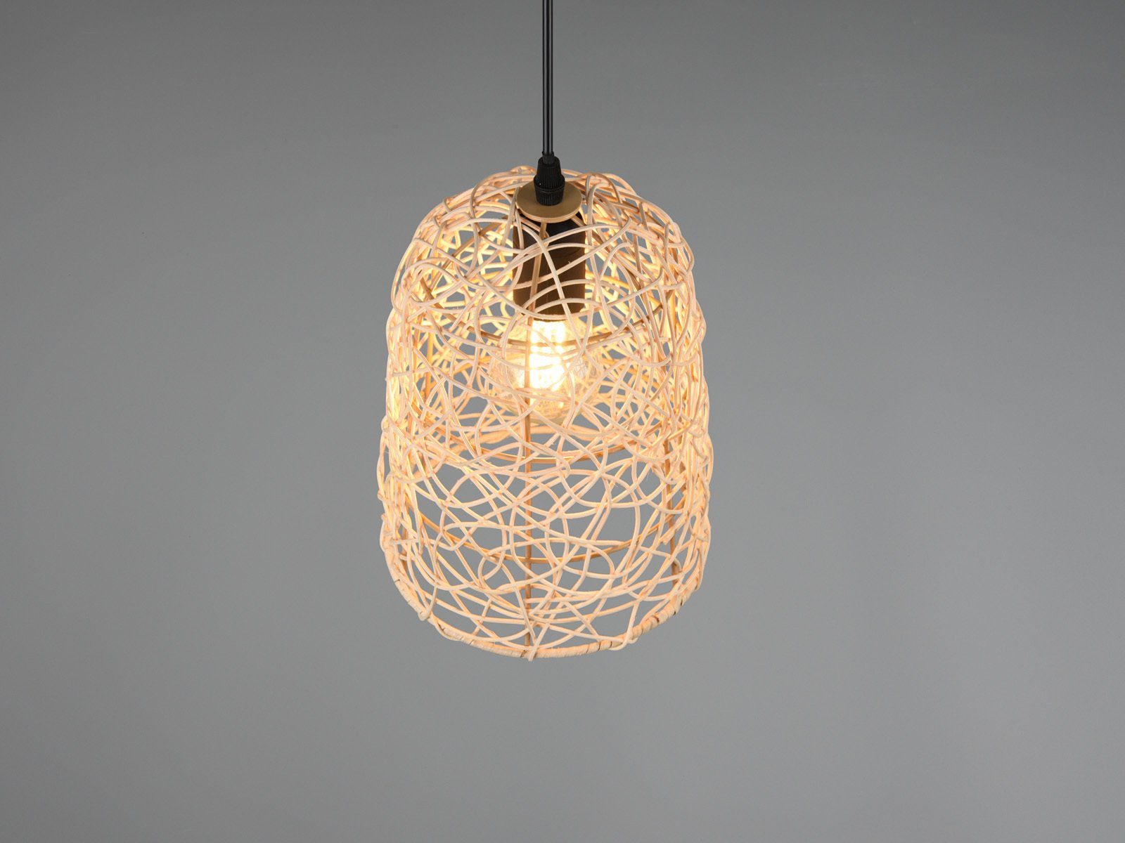 Ø19cm Lampen-schirm klein-e über-n Rattan Dimmfunktion, Pendelleuchte, LED meineWunschleuchte Esstisch, Boho warmweiß, hängend wechselbar, LED