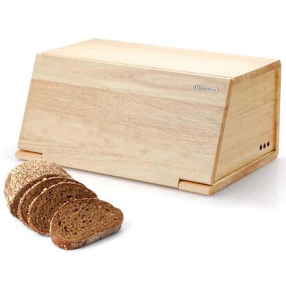 Continenta Salatbox Continenta Brotkasten Hellbraun Gummibaumholz 40 x 26 x 18,5 cm, Gummibaumholz, (Brotkasten), Aufgeklappt auch verwendbar als Schneidebrett