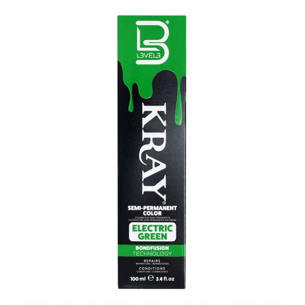 L3VEL3™ Distribution and Corporate Haarfarbe L3Vel3 Kray Color - Halbpermanente Haarfarbe Electric Green, 100 ml, 1-tlg., Semipermanent, ohne Ammoniak & Peroxid – mit BondFusion & Aloe Vera