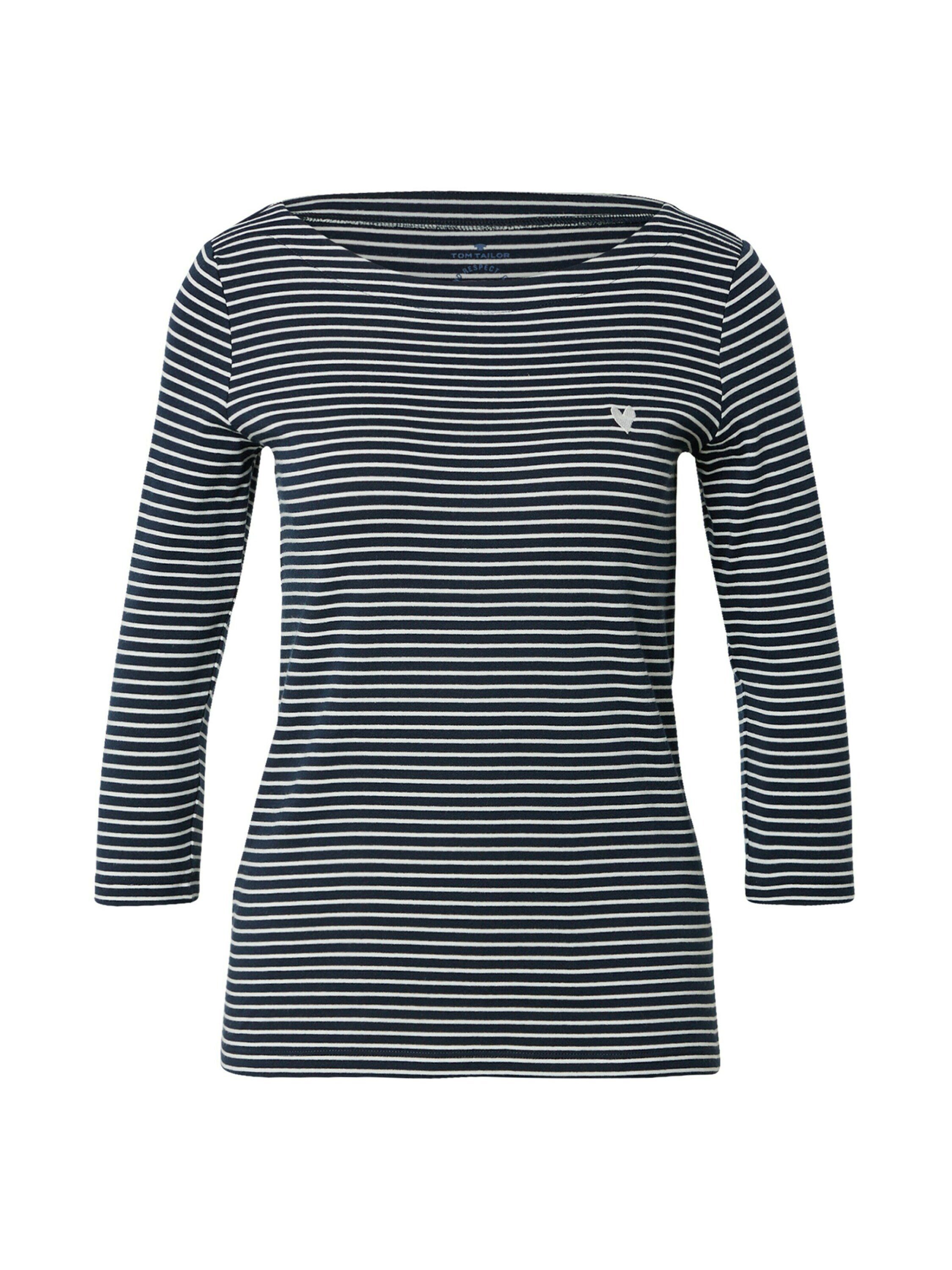 TOM TAILOR 3/4-Arm-Shirt Stickerei stripe small navy white (1-tlg)