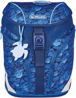 Herlitz Schulrucksack SoftLight Plus GREENline, Deep Sea (Set, 7-tlg), mit abnehmbarer Applikation und Filzanhänger