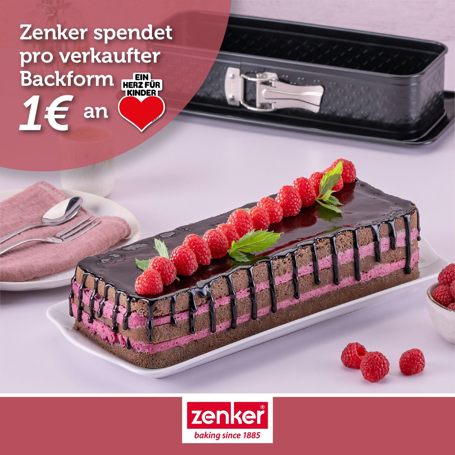 Zenker Springform Königskuchen, Backform mit Herz-Prägung, Auslaufschutz