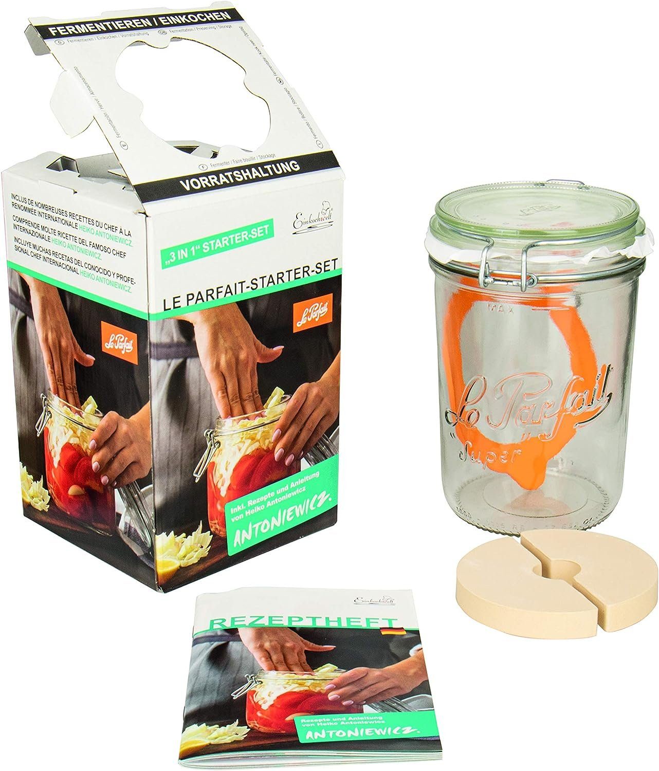 Bormioli Rocco Einmachglas Le Parfait Drahtbügelglas 1000 ml inkl. Gummiring zum fermentieren