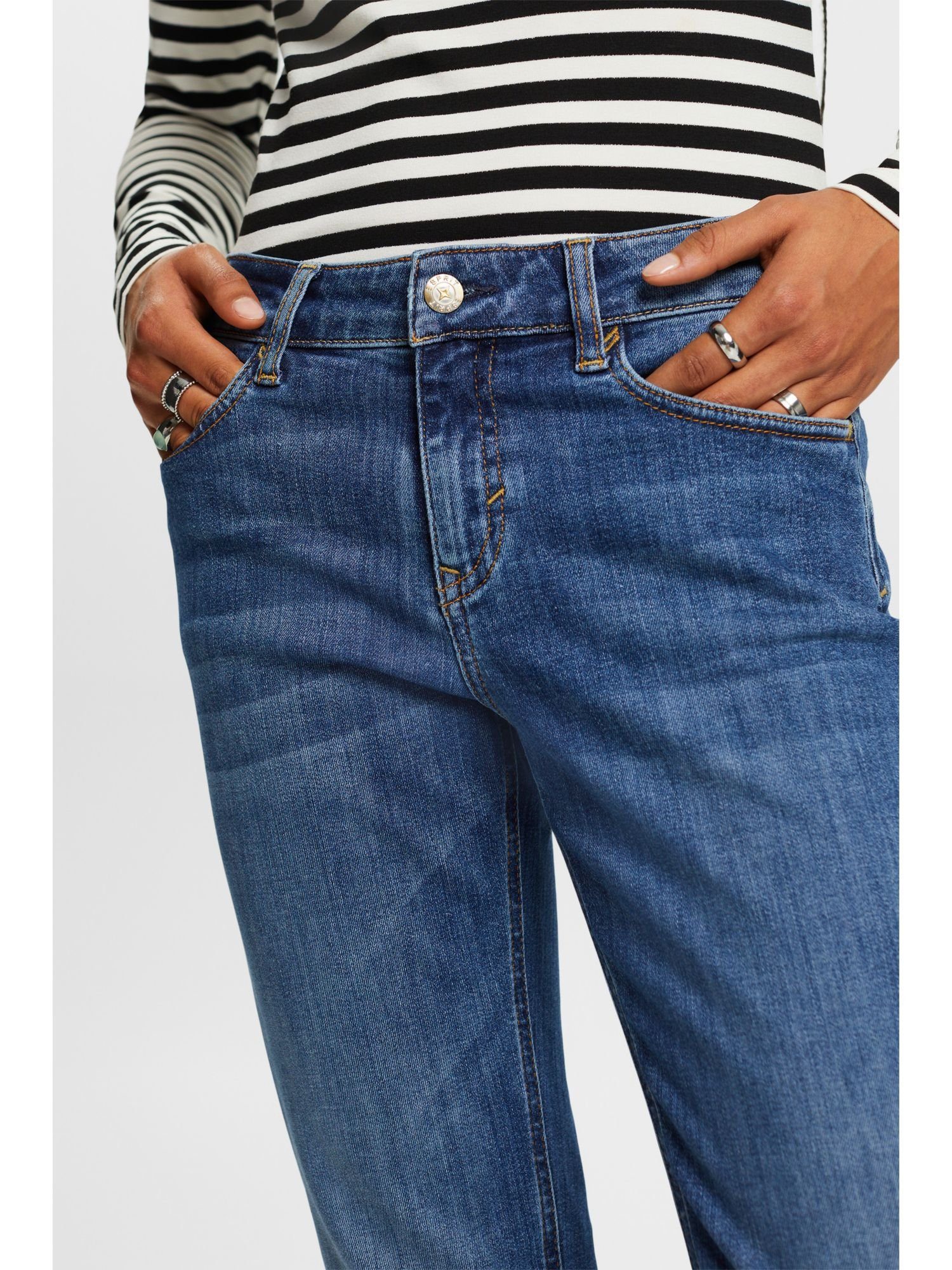 mittelhohem Straight-Jeans Esprit Gerade Bund Jeans mit geschnittene