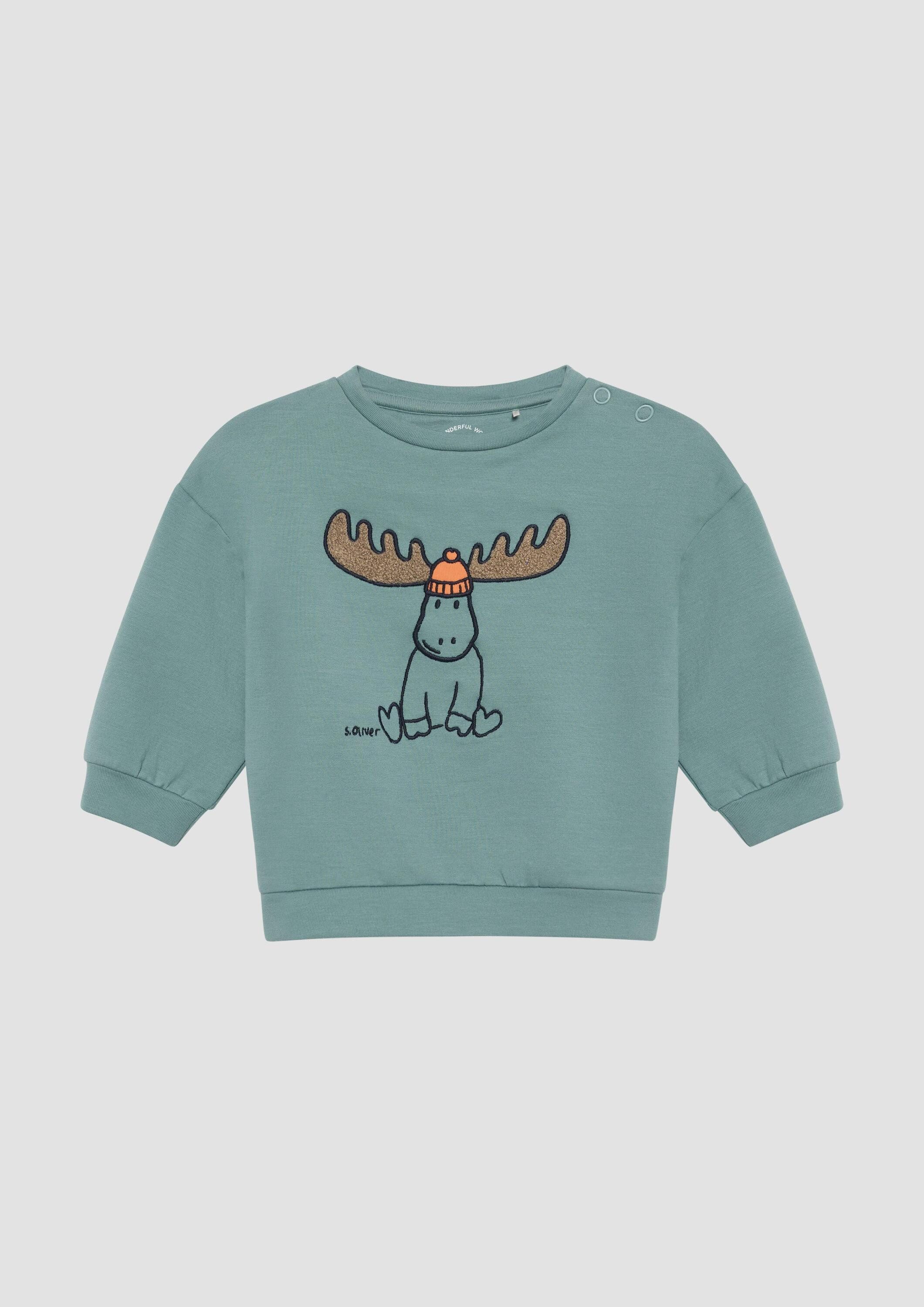 s.Oliver Sweatshirt Sweatshirt Sweatshirt mit Print und Stickerei