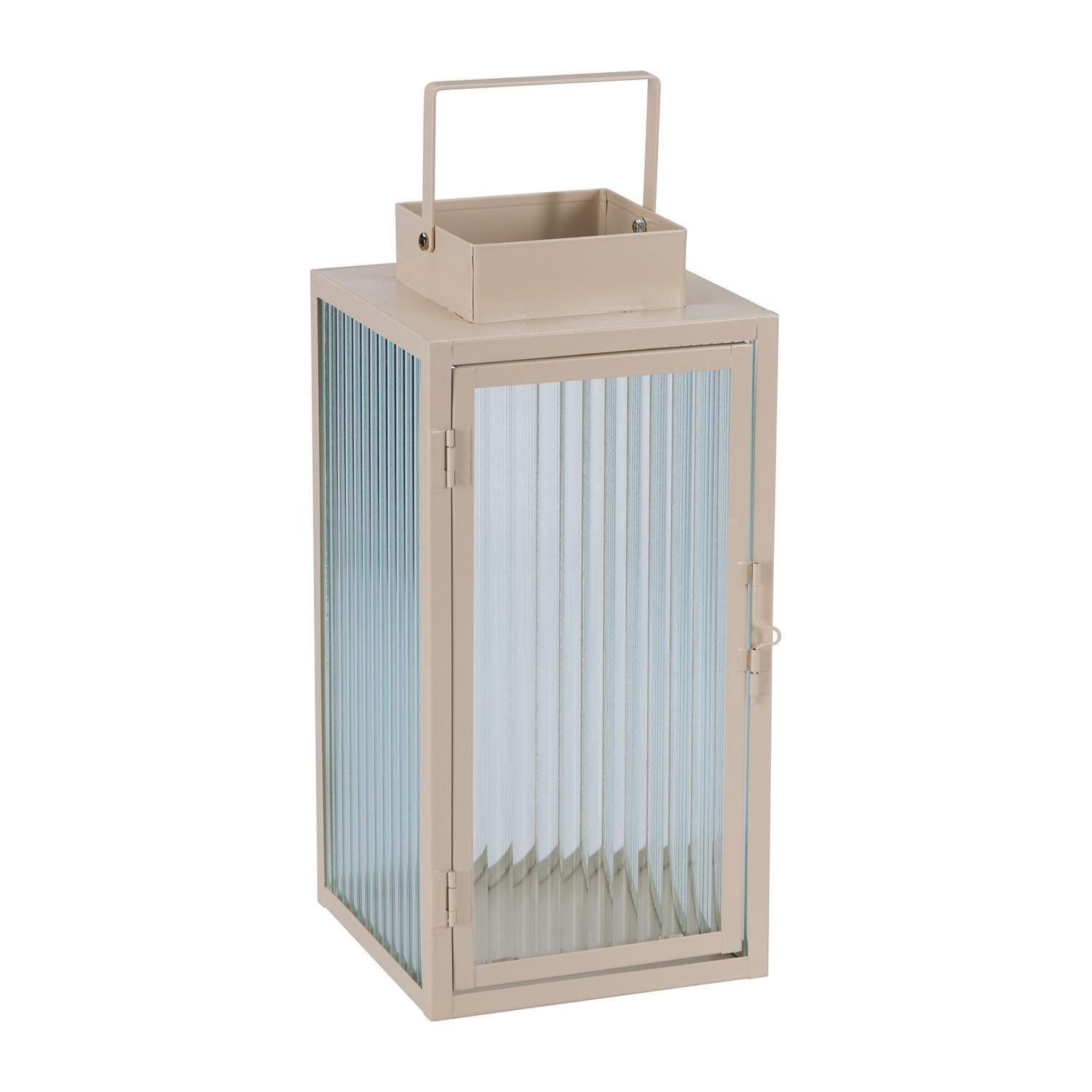 Koopman Kerzenlaterne Laterne MALA, B 34 cm, H 45 cm, Beige, Eisen, (1 St), Glas, mit Tragegriff