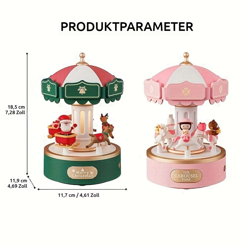 VIVIHEYDAY Spieluhr Karussell Vintage Spieluhr Musikbox mit bunter Beleuchtung LED, (Leuchtend Spielzeug Dekoration Weihnachten Geschenk für Mädchen Kinder)