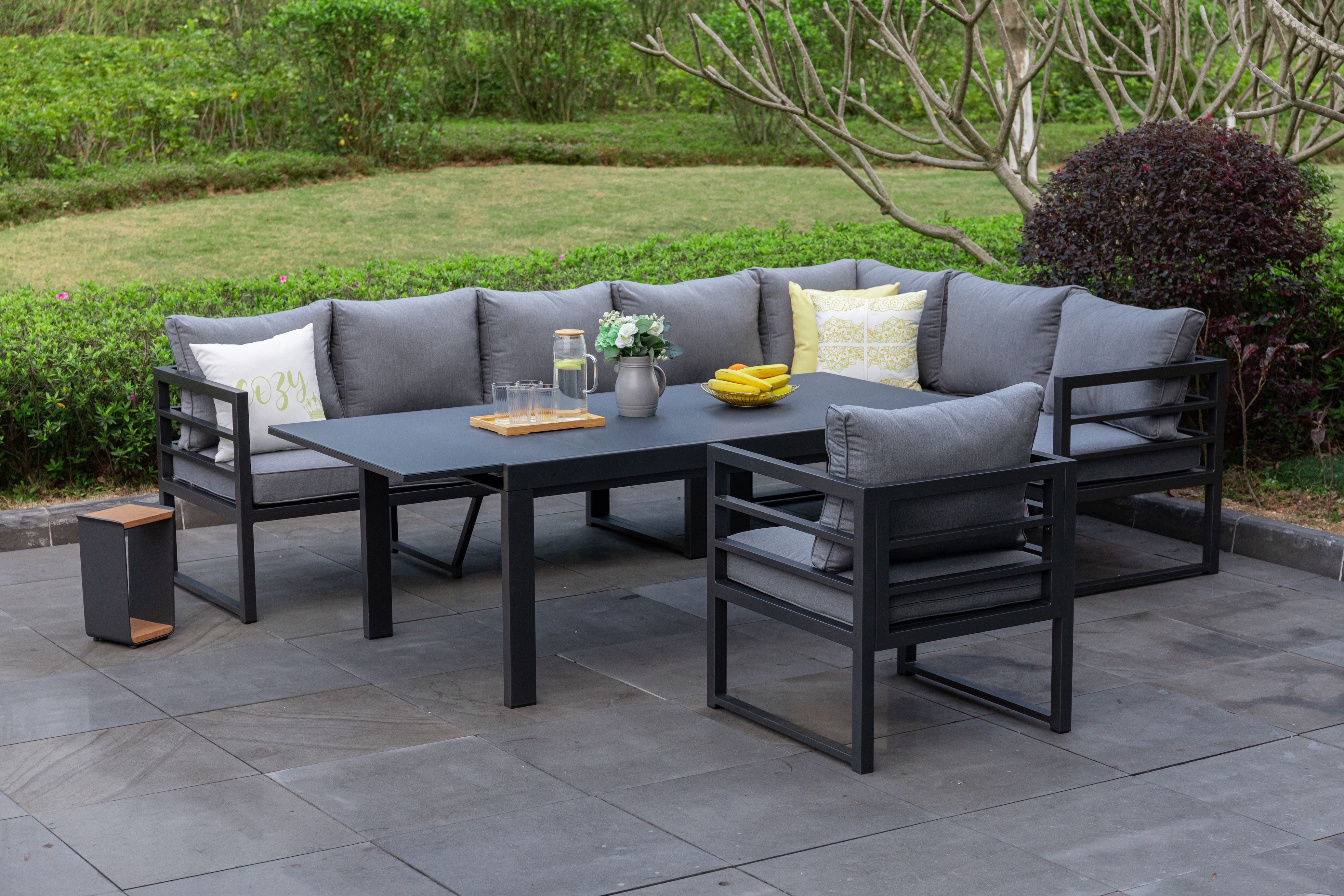 MANDALIKA Garden Gartenlounge Set XXL Alu Dining Lounge Set Torres Sunbrella