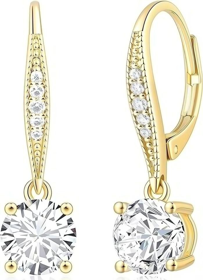 Jumpeak Paar Ohrstecker Labor-Diamant,14K Gold Damen Ohrringe,Hebelverschluss Ohrringe,D,VS1, 0.5ct,Ohrringe für Damen,Tropfen Ohrringe,Geschenk Frau,Ohrringe