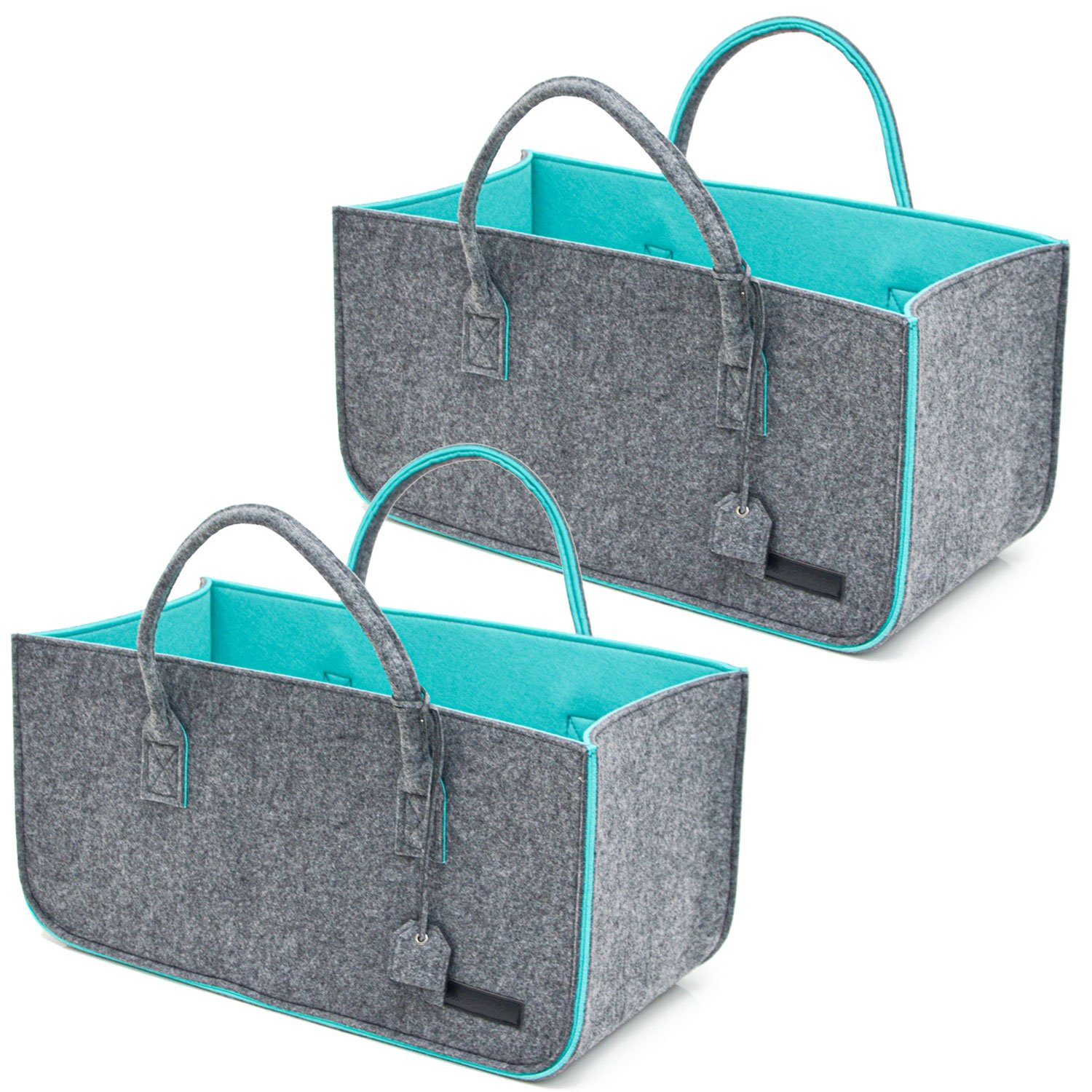 Einkaufstasche Set 2er 25kg 50x25x25 Filz DuneDesign bis Shopper, Einkaufskorb Kaminholzkorb Filztasche