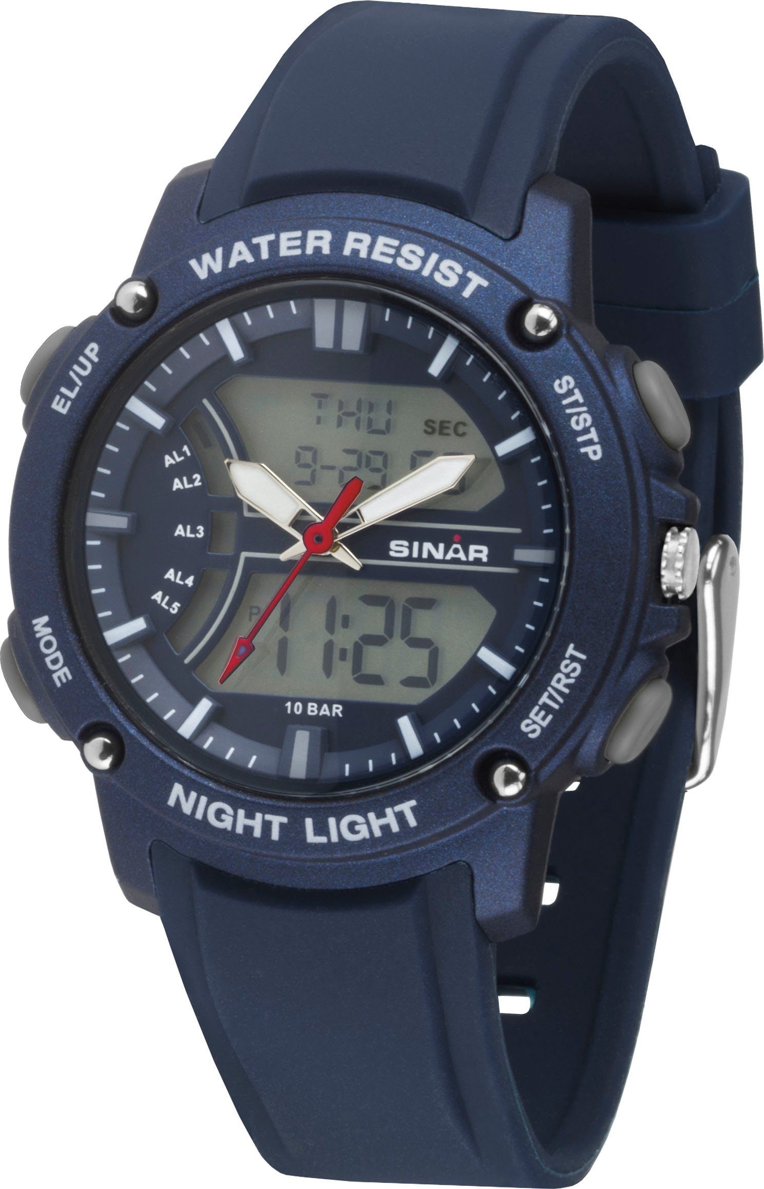 SINAR Quarzuhr XW-27-2, Armbanduhr, Herrenuhr, analaog, digital, Datum
