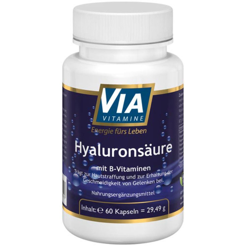 Via Vitamine Hyaluronsäurekapseln mit B-Vitaminen, vegan Kapseln, 29,5 g