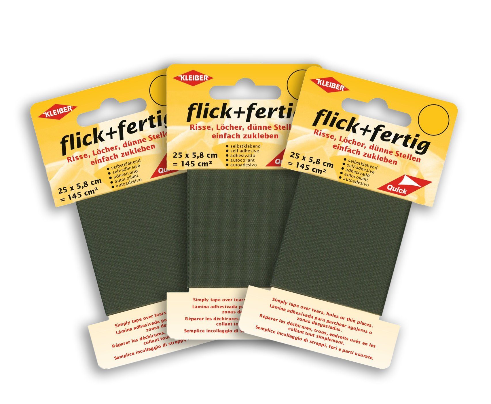 KLEIBER Aufkleber flick und fertig selbstklebendes Reparaturband aus Nylon 3er Set, (Set), selbstklebend