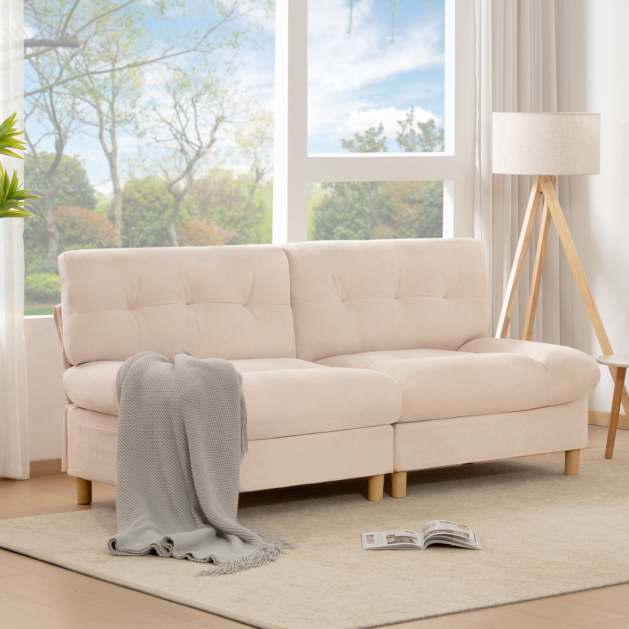 OKWISH Sofa Luxuriöses Sofa,Teddy-Samtstoff,Polstersofa, Luxuriöses 2-Sitze günstig online kaufen