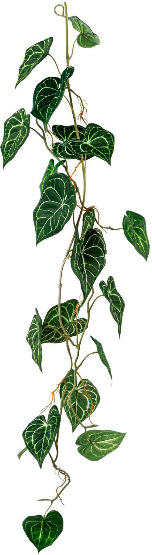 Kunstgirlande Anthurienblattgirlande Grünpflanze, Creativ green, Höhe 110 cm