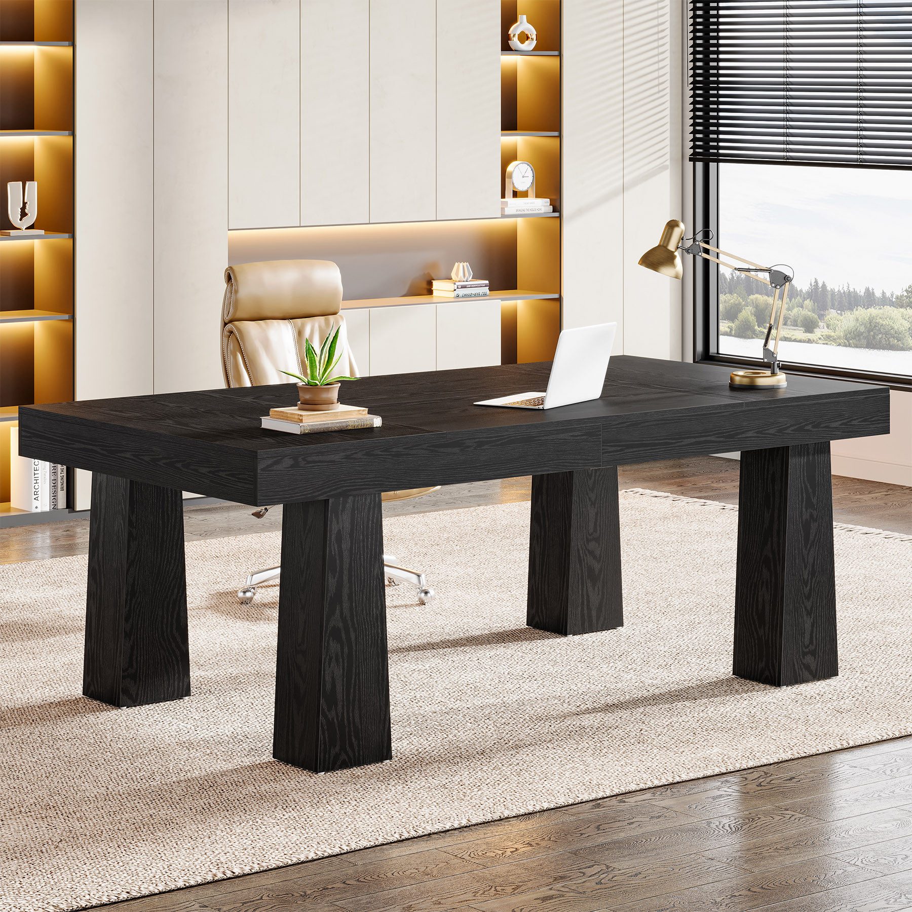 Tribesigns Schreibtisch 160x80 cm Computertisch, Schwarz Industriell Büroti günstig online kaufen