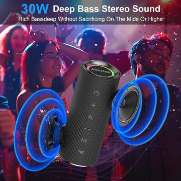 Abuytwo Stereo Wireless Lautsprecher (Bluetooth, Musikbox Bluetooth Lautsprecher - IPX7 Wasserdicht Tragbarer Mit Led)
