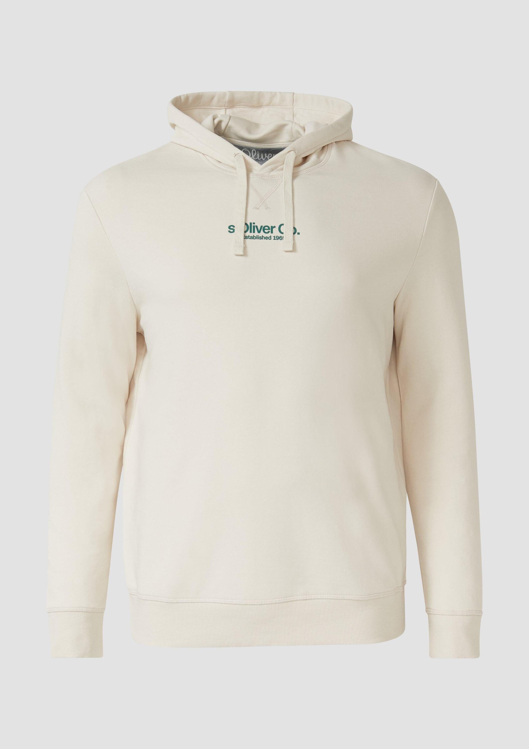 s.Oliver Sweatshirt Sweatshirt Kapuzenpullover aus Baumwollmix mit Logo-Print