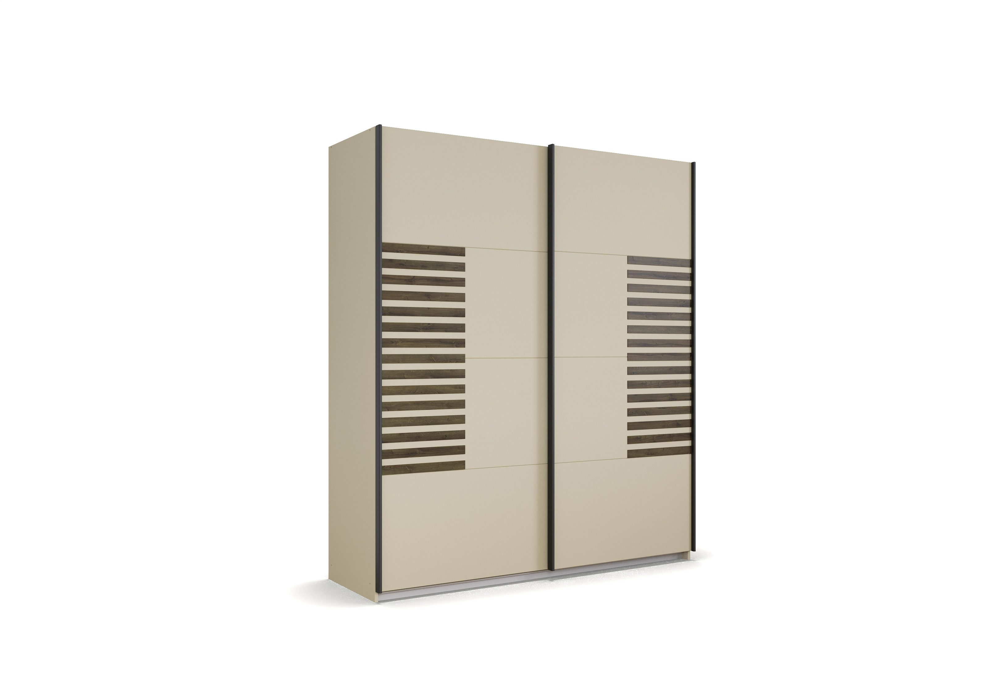 freiraum Schwebetürenschrank Barea 2 Böden, 2 Stangen, Eiche dunkel Dekor/Champagner - 181x210x62cm B/H/T