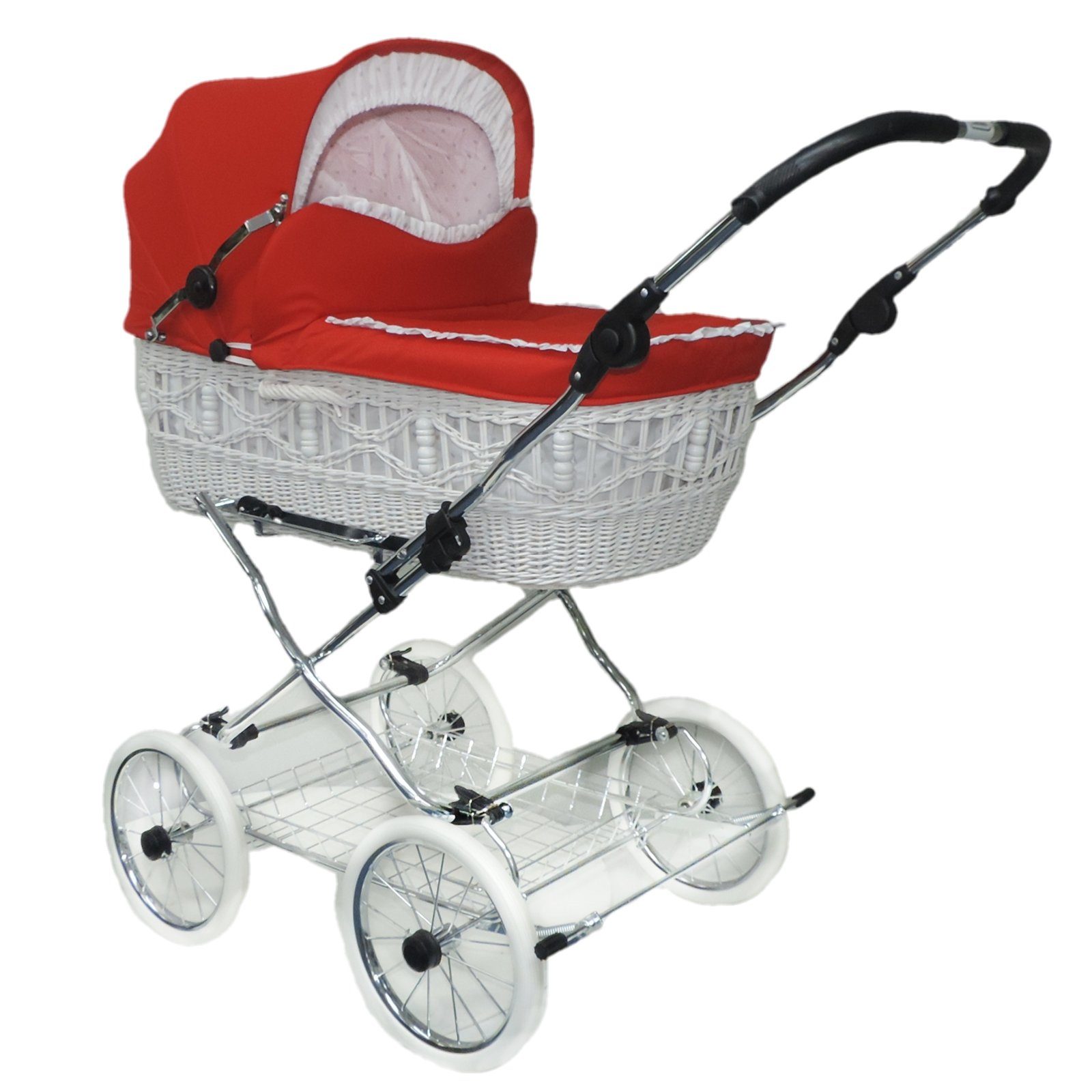 Eichhorn Kinderwagen Kombi-Kinderwagen Senator, Korbaufsatz aus echter Weide - handgeflochten - made in Germany