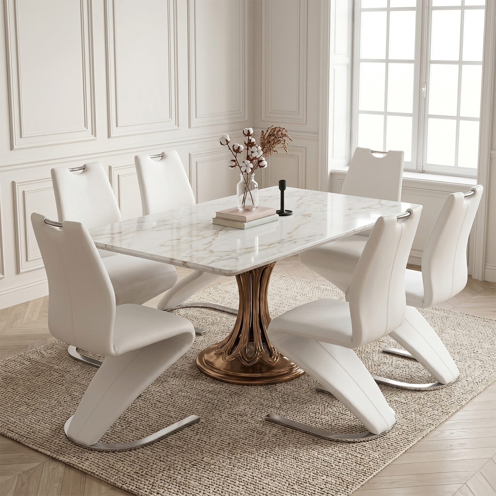 Jiexi Freischwinger Modernes Freischwinger-Set PU-Leder, Z-Form Design, 2/4/6/8er Set