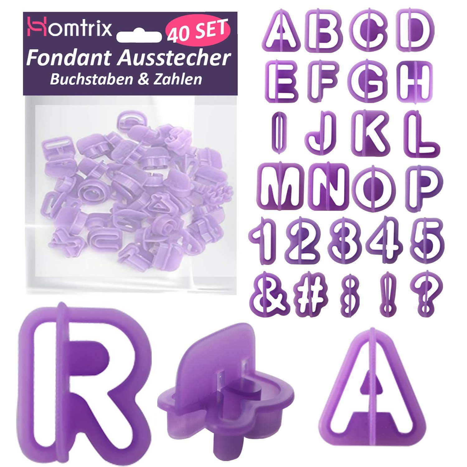 Zahlen Ausstechform Torten 40-St), und für 0040, Fondant Kunststoff, Homtrix Buchstaben Ausstecher (Set,