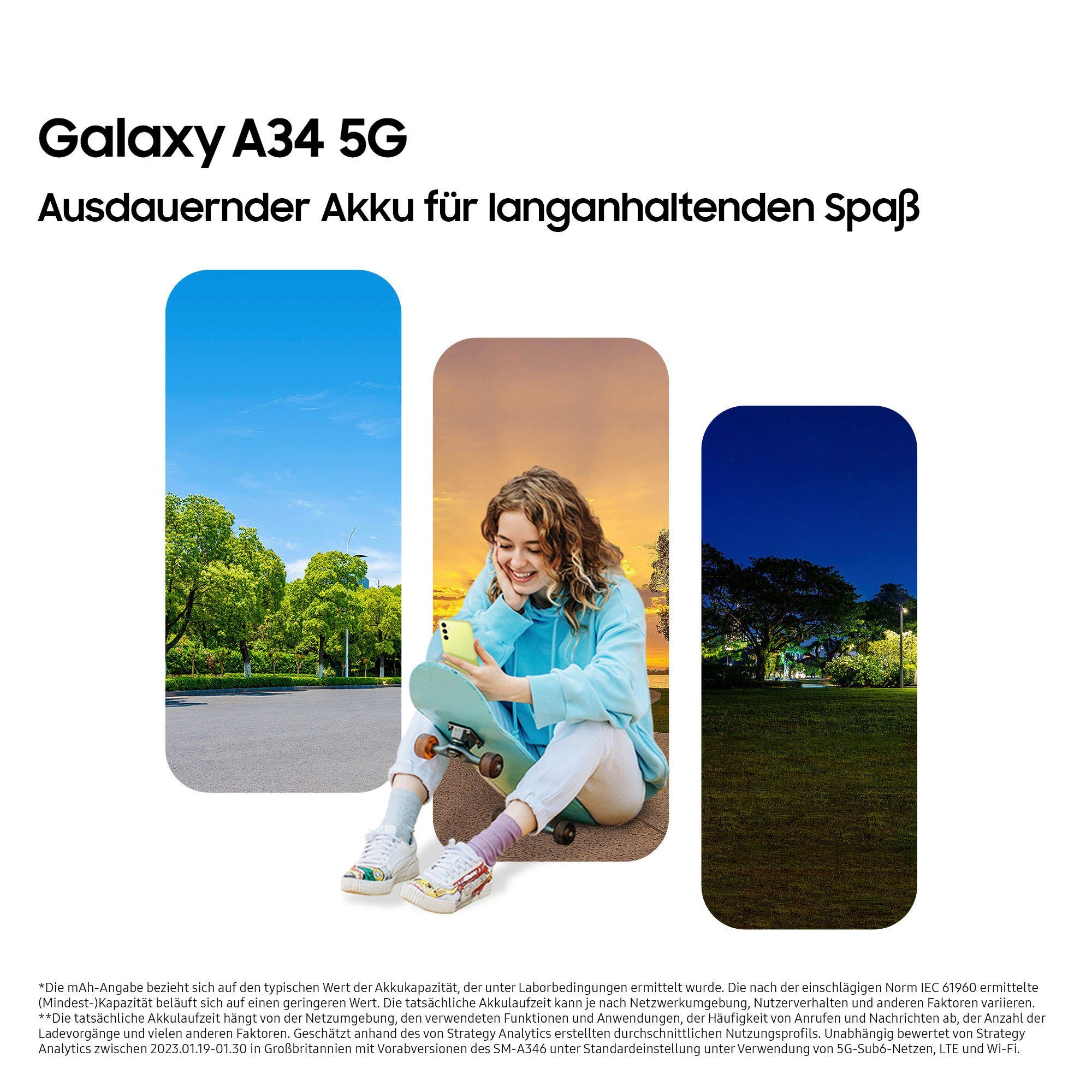 (16,65 leicht 48 GB violett 256 cm/6,6 256GB MP 5G Zoll, Galaxy Kamera) Smartphone A34 Speicherplatz, Samsung