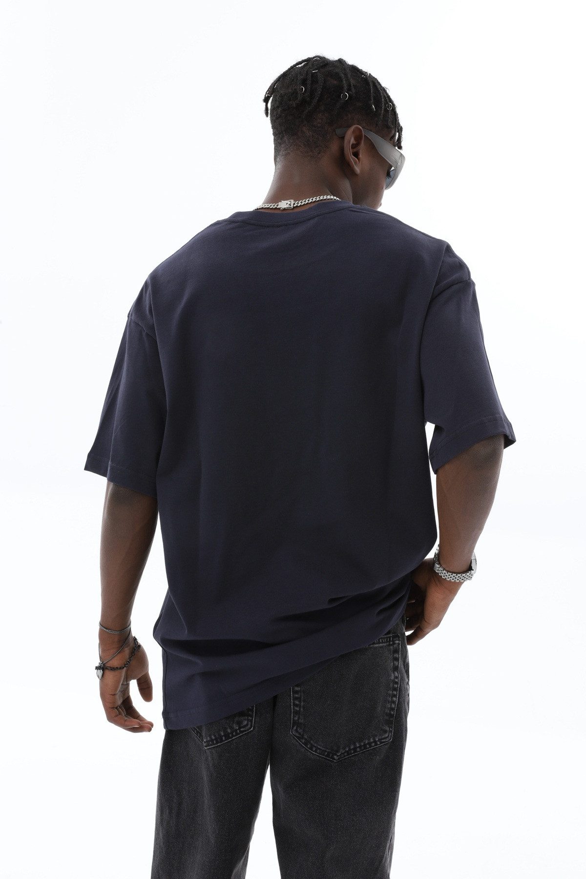 OSSY HOMER T-Shirt Basic Oversized T-Shirt mit Rundhals-Ausschnitt (1-tlg) aus Baumwolle, mit Rundhalsausschnitt