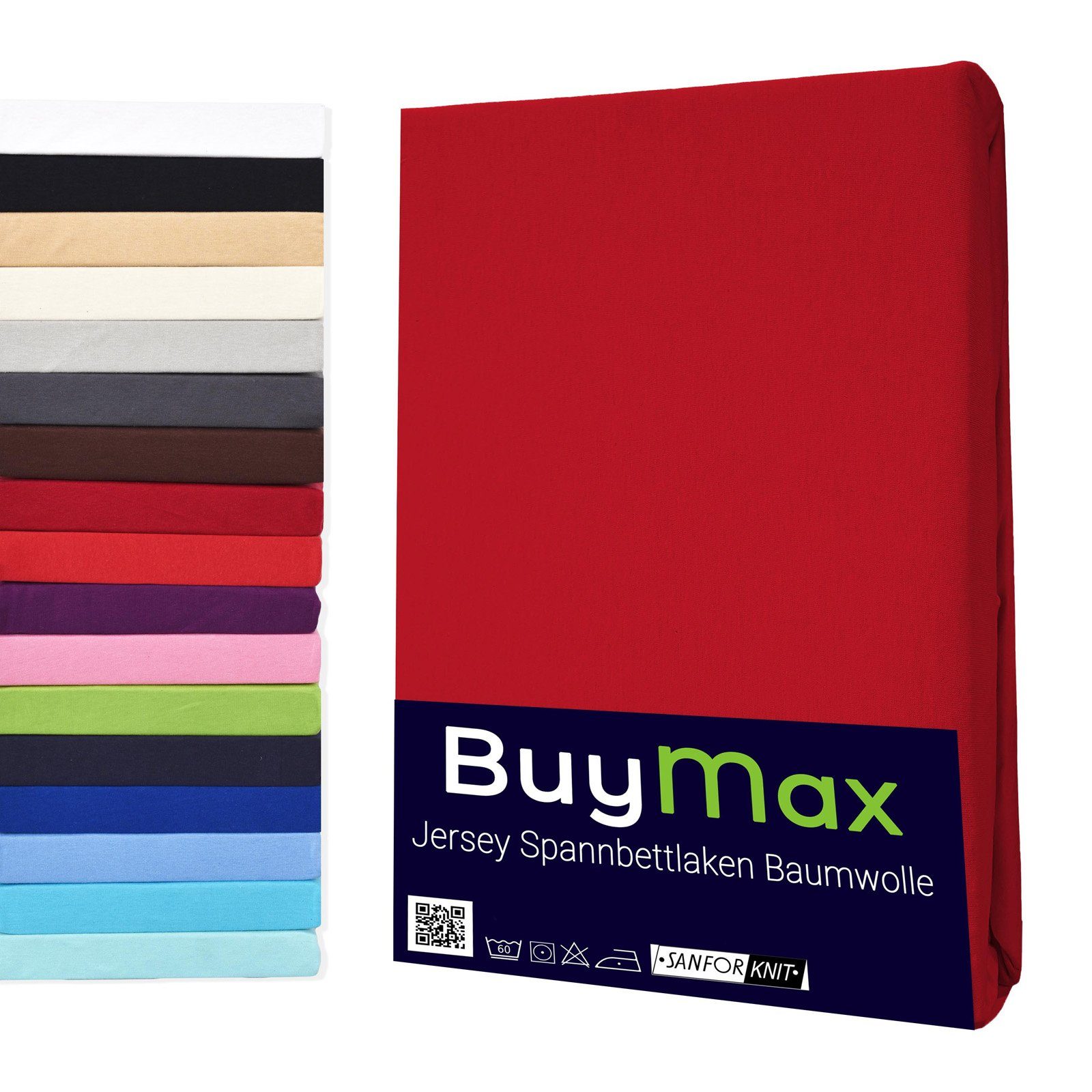 Buymax Spannbettlaken Buymax Jersey aus 100% Baumwolle, Jersey, Gummizug: Rundumgummi, (1 Stück), Pflegeleicht und Atmungsaktiv in Verschiedenen Farben und Größen