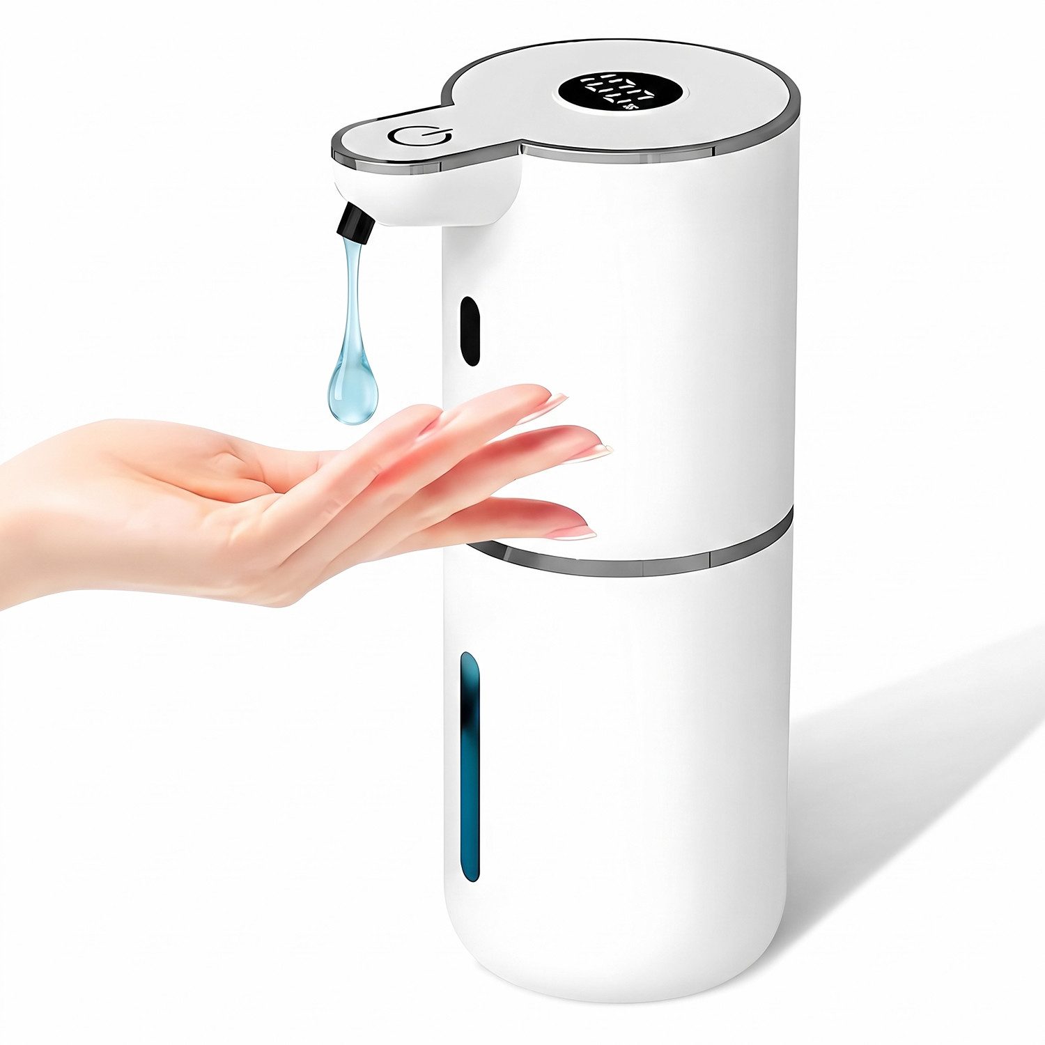 AIMAX Seifenspender Automatisch 380ml Wandbefestigung USB Wiederaufladbar, (IPX5 Wasserdicht, 6 Stufen Wasserdicht Elektrisch Berührungslos Elektrischer), mit Sensor Verstellbar schaumseifenspender für Küchen, Bad, Schule