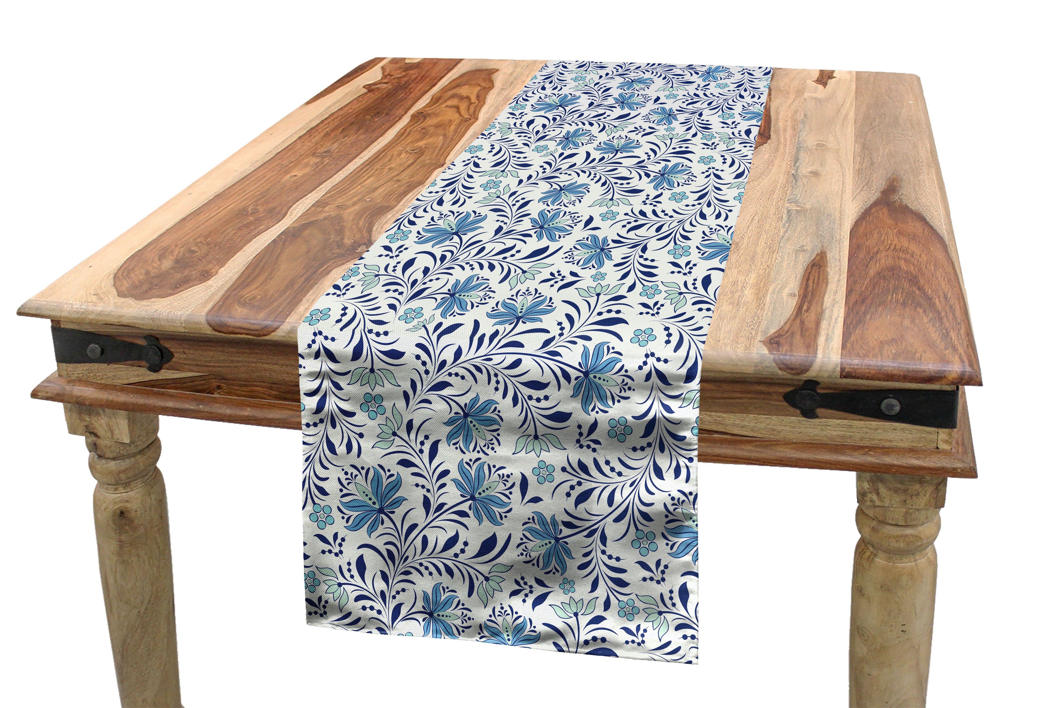 Abakuhaus Tischläufer Esszimmer Küche Rechteckiger Dekorativer Tischläufer, Blumen Blühende Bluebelles