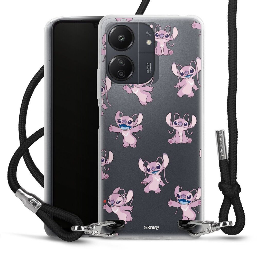 DeinDesign Handyhülle Lilo & Stitch Engel Disney Angel Faces Pattern Transparent, Xiaomi Redmi 13C 4G Handykette Hülle mit Band Case zum Umhängen