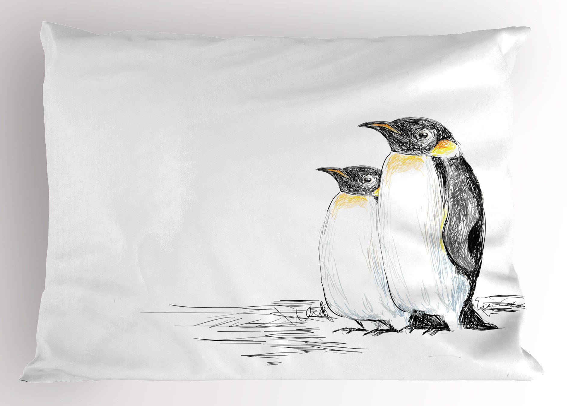 Kissenbezüge Dekorativer Standard King Size Gedruckter Kissenbezug, Abakuhaus (1 Stück), Tier Hand Drawn Penguins Kunst