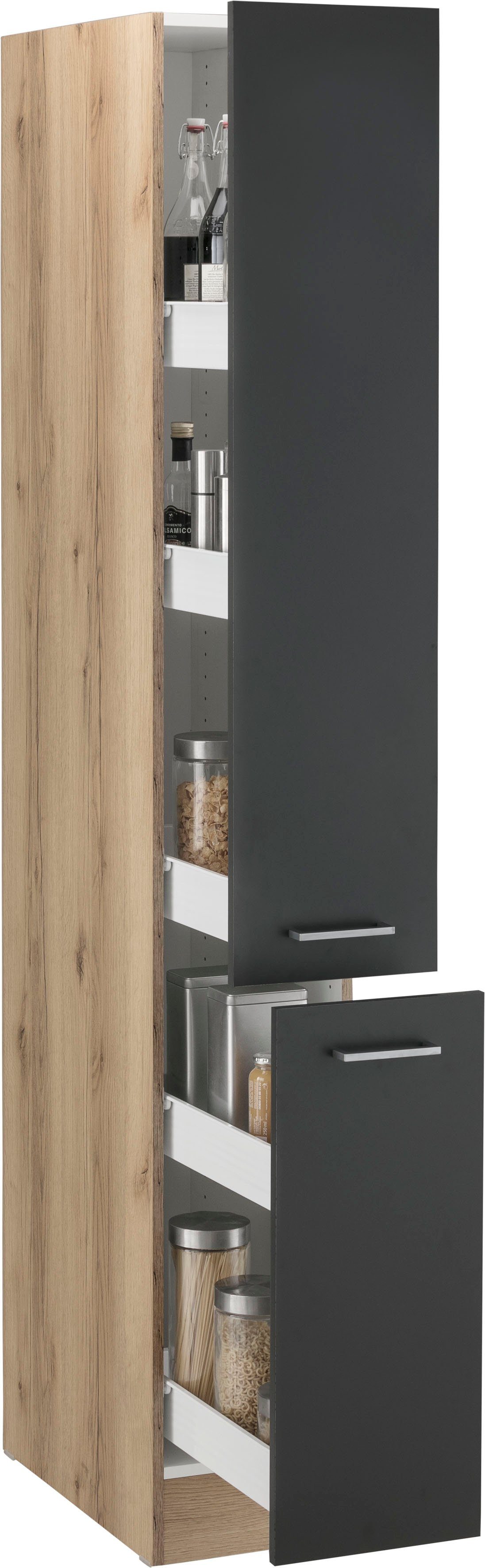 OPTIFIT Apothekerschrank Iver Breite 30 cm, mit 2 Auszügen, 5 Ablagen