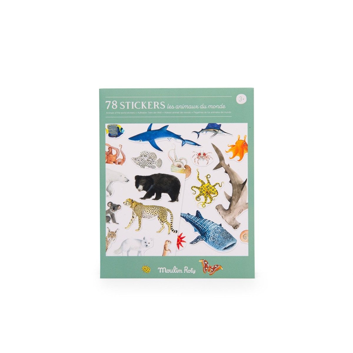 Moulin Roty Kreativset Stickerset Tiere (78 Stk) Handarbeitsset für kreative Kinder, Handarbeitsset