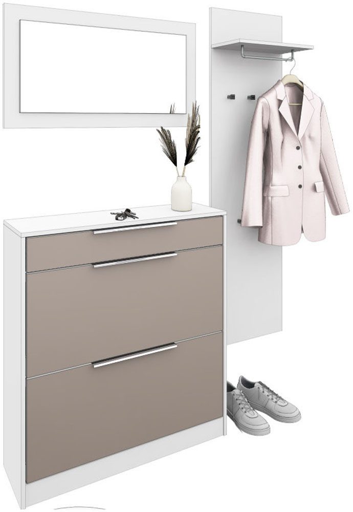borchardt Möbel Garderoben-Set Oliva, Schuhschrank, Spiegel, Garderobenpaneel, (3-St)