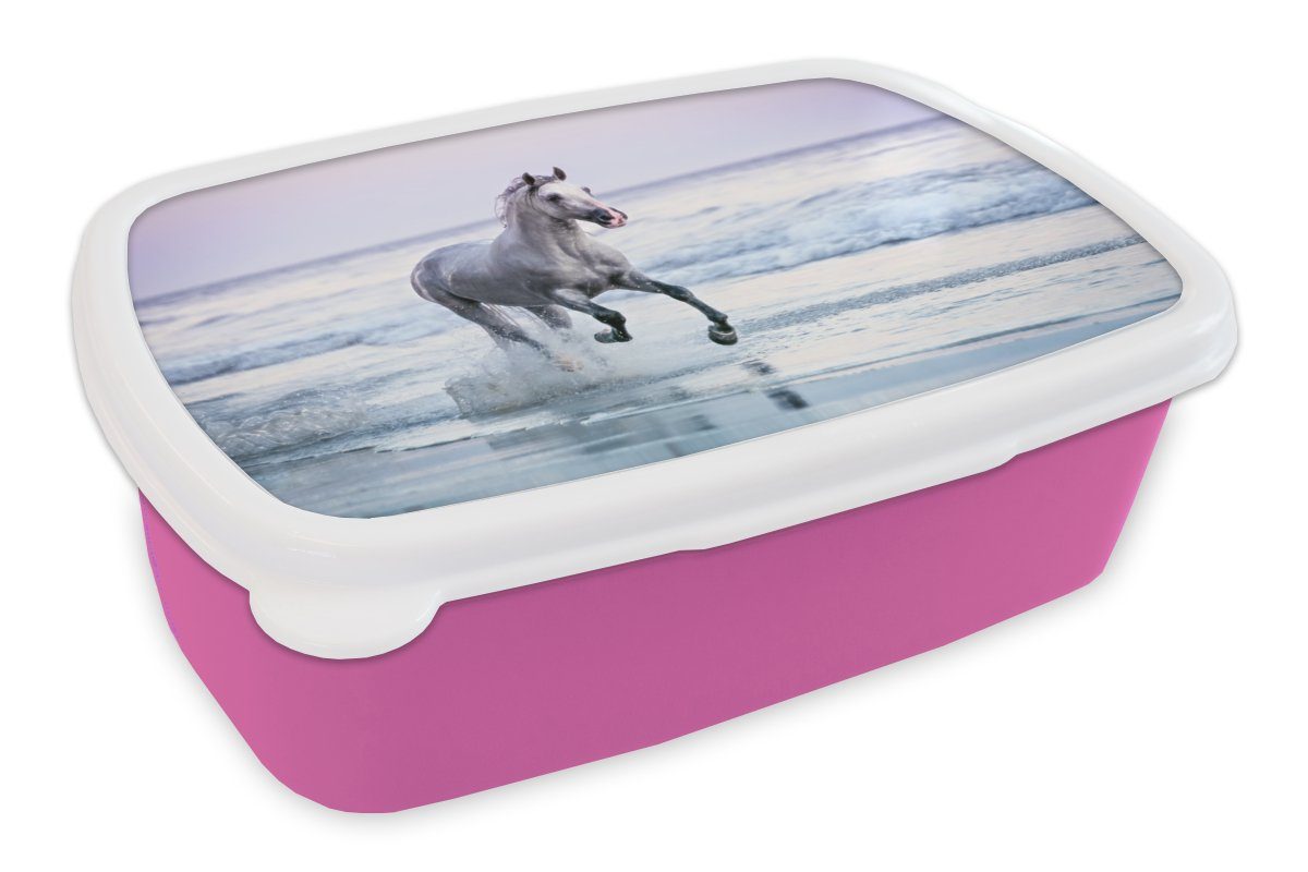 Meer, Kunststoff Lunchbox Snackbox, rosa Brotbox (2-tlg), Kinder, Erwachsene, Brotdose MuchoWow Kunststoff, - Pferde Luft für Mädchen, -