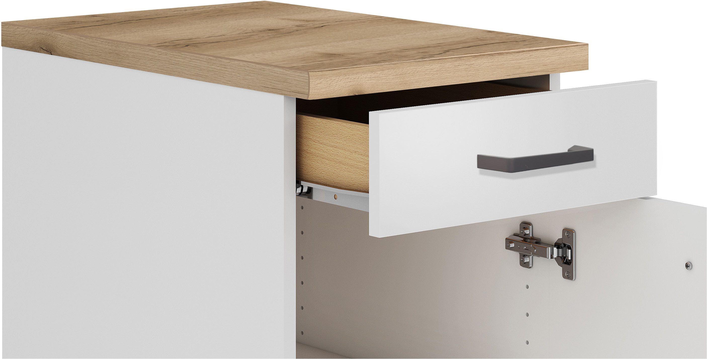 Meuble de cuisine OPTIFIT Ester, 270 cm de large, sans électroménager, peut être installé à l'envers.