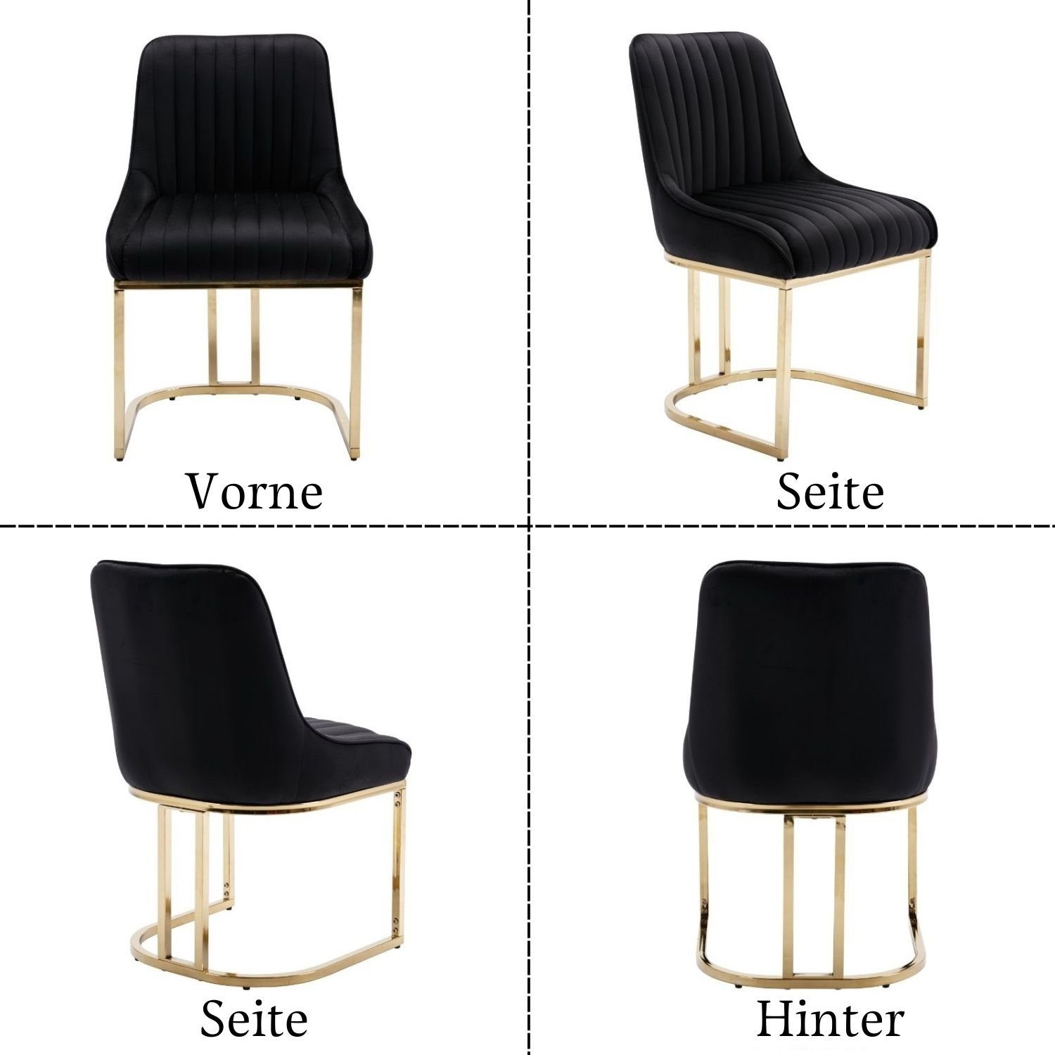 WAHSON OFFICE CHAIRS Esszimmerstuhl 2er Set Küchenstuhl mit goldene Stuhlbeine – Bild 4 von 5